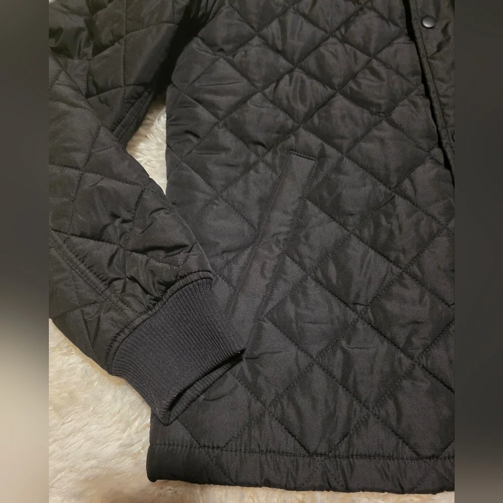 Banana Republic Womens Black Quilted Zipper/Snap Down Jacket Sz. S